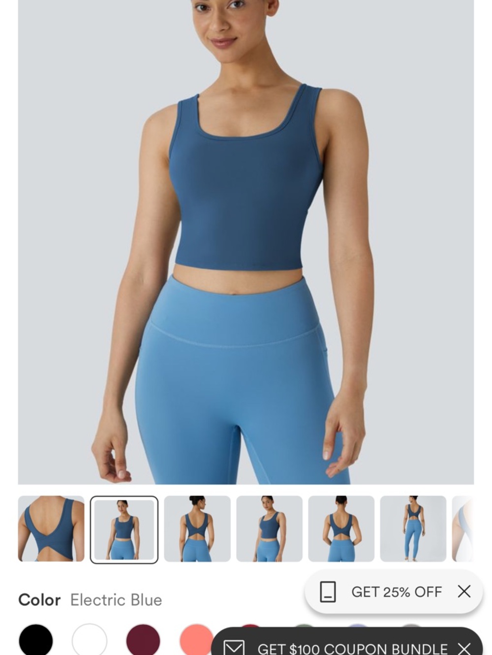 Electric blue U Neck Crossover Barre Ballet Dance Tank Top A-C Cups - Picture 4 of 5